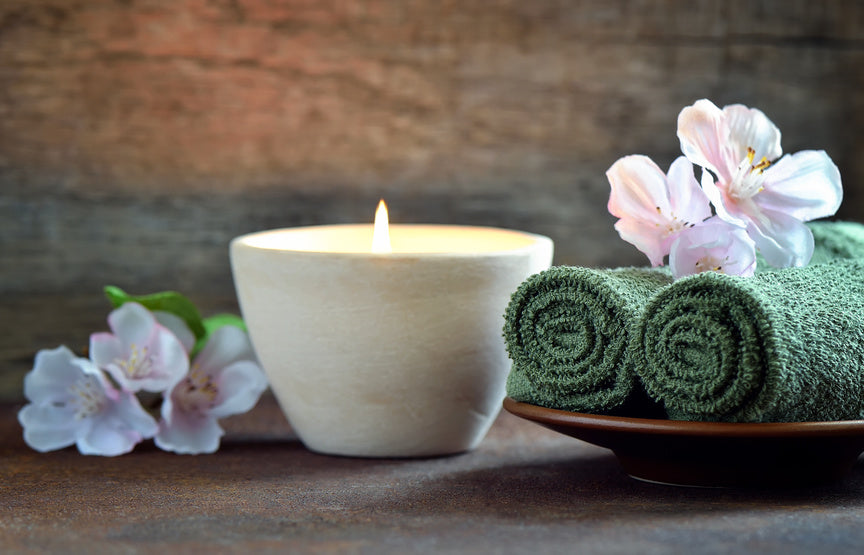 towels and a candle