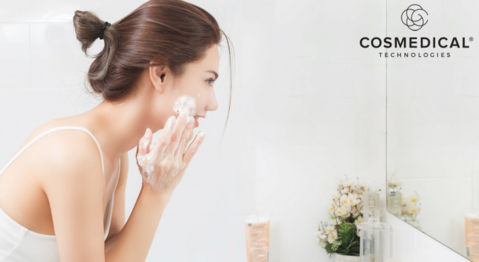 woman washing face