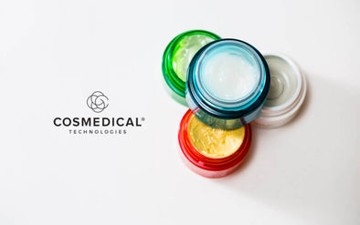 Cosmed logo with lotion containers